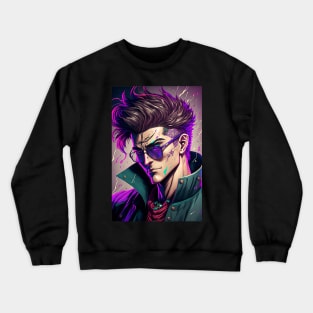 Anime Cool Guy with Glasses Hero Crewneck Sweatshirt